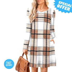 BRAND NEW OFEEFAN Long Sleeve Tunic Dress with Pockets - Fall Fashion